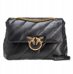 PINKO Bőr Kézitáska, Big Love Bag Puff, fekete, nappa bőr (100037 A0F2)