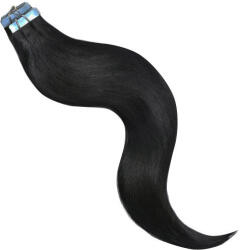 HairExtensionShop TAPE IN Ragasztócsíkos Póthaj Koromfekete Színben 55cm (Szín #1) (RT551)