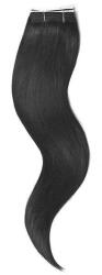 HairExtensionShop Tresszelt Emberi Póthaj Koromfekete Színben 50cm (Weft Haj #1) (RW501)