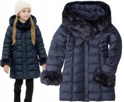  Téli kabát, sötétkék, szőrmével, Size 152, nagyon meleg (G751A)
