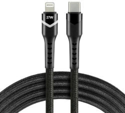 everActive Iphone Lightning töltő- és adatkábel USB-C - i16P 1m (27W PD Quick Charging, szövet, led töltés jelzővel) - fekete (EA-CBB-1CIR)