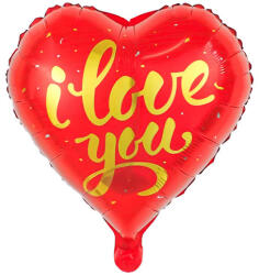 Mezőfi Team Kft Fólia lufi, szív, I love You, piros, arany betűkkel, 40 cm
