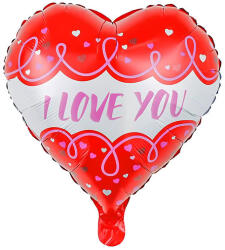 Mezőfi Team Kft Fólia lufi, szív, I love You, piros-fehér, 40 cm
