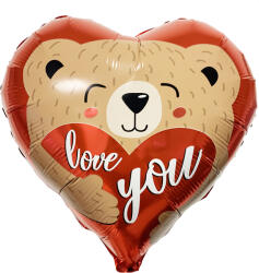 Mezőfi Team Kft Fólia lufi, szív, I love You, maci fejes, 40 cm