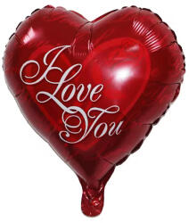 Mezőfi Team Kft Fólia lufi, szív, I love You, piros, keretes, rózsa, 40 cm