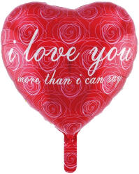 Mezőfi Team Kft Fólia lufi, szív, I love You, piros, rózsás, 40 cm