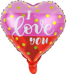 Mezőfi Team Kft Fólia lufi, szív, I love You, pink-piros, 40 cm