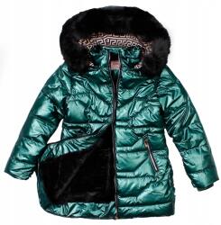  Téli kabát szőrme meleg zöld steppelt derék kabát 164 (TL-2260)