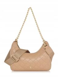 OCHNIK Női Kézitáska, bézs, bőr utánzat, hobo, steppelt, cipzáras (TOREC-0890-81)