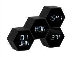 Karlsson Ébresztőóra Modern Fekete Hőmérséklet Dátum Idő 12 x 17, 5 x 4, 5 cm (KA5805BK)