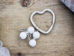 R.M. ékszer Őszinte szeretet angyal kulcstartó tejkvarccal (16582RMK)