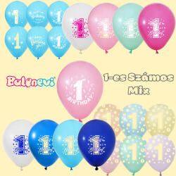 Balonevi lufi, 12" 30cm, 50db/cs, 1-es számmal, Mix (LUFI567120)