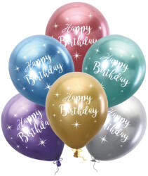 PartyPal Szülinapi latex lufi 11" 28cm 6db Happy Birthday! Chrome (LUFI816116)