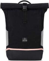 Johnny Urban ALLEN" újrahasznosított nagyméretű rolltop hátizsák, fekete, alul rózsaszín cipzárral, Johnny Urban