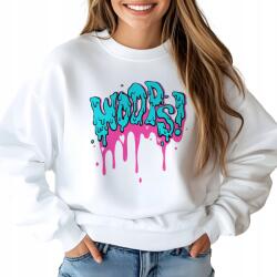  Női pulóver, fehér, vicces idézetekkel, Size M, kényelmes, tartós nyomtatás (Bluza Biała Bez Kaptura)