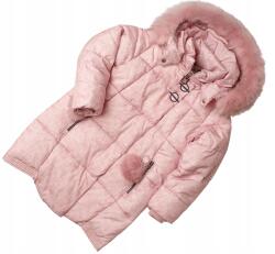  Téli kabát lány kabát meleg világos rózsaszín szőrme meleg 104 (G730B)