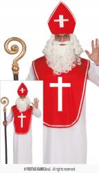 Fiestas Guirca Mikulás jelmez, piros-fehér, L-es méret, tunika, miseruha és sapka (79419)