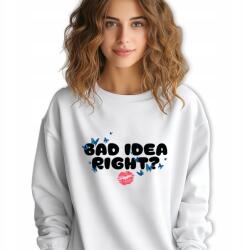  M-es méretű Bad Idea Righ fehér melegítőfelső, vicces feliratokkal (BLUZA BIAŁA)