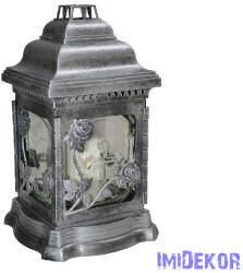  Antikolt katedrális borítású üvegmécses 25 cm - Szürke-Ezüst