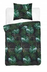 Detexpol Szatén ágyneműhuzat, 140×200cm, pamut, zöld levelek, cipzáras (4680A 140)