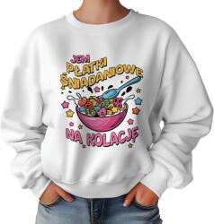  Fehér Női melegítő pulóver, vicces mintás, Size M, 70% pamut (BLUZA DAMSKA ZABAWNE WZORY)