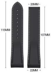  Curea silicon neagra cusătura albă capăt curbat 22mm pentru Omega Seamaster