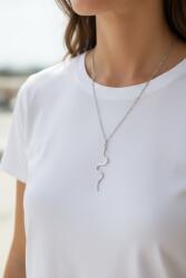 Pink Dream Beauty Silver Serpent Necklace - ezüst nyaklánc modern hullámvonalas medállal