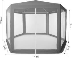 MultiGarden Kerti Kereskedelmi Pavilon Sátor 2x2x2 m Szúnyoghálóval Szürke MultiGarden