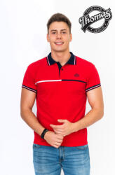 Thomas Jeans piros galléros póló, vékony csíkkal