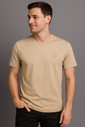 Thomas Jeans egyszínű bézs póló, logóval