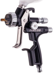ITALCO Pistol de vopsit ITALCO GLOSS X1 HVLP (Debit mare de aer, presiune joasă), duză 1, 3 mm, rezervor superior 600 ml, presiune nominală 2, 0 bar, consum aer 400-450 l/min pentru vopsele și lacuri pe bază