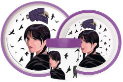 Wednesday Nevermore Academy csúszásmentes étkészlet, micro műanyag szett
