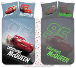 Verdák Disney Verdák Lightning sötétben világító gyerek, ovis ágyneműhuzat 100x135cm, 40x60cm