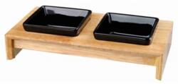 TRIXIE Bowl Set - две керамични купички с дървена стойка 2 х 200 мл. за кучета / 28 / 5 / 15 см