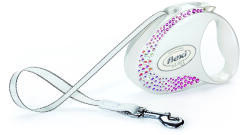flexi Swarovski GLAM Composition S - Модерен автоматичен повод за кучета, 3 метра лента, до 12 кг - цвят бял