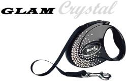 flexi Swarovski GLAM Crystal S - Модерен автоматичен повод за кучета, 3 метра лента, до 12 кг - цвят черен