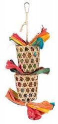 TRIXIE Natural Toy on a Sisal Rope - Играчка за папагали, натурално палмови листа и сизалово въже, 35 см