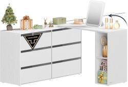 SONGMICS fésülködőasztal, egymás mellé vagy l-alakban állítható, fehér (LTS656W01)