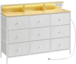 SONGMICS Komód 9 fiókkal és LED világítással, felhőfehér (LTS519W02)