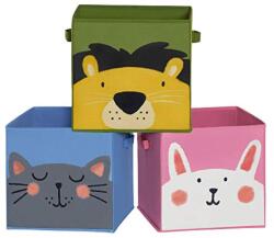 SONGMICS Tárolódobozok, 3 db-os, összecsukható fogantyúval, kék, zöld és rózsaszín (RFB075P01)