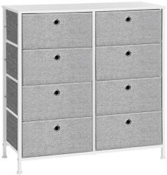 SONGMICS Komód, tárolóegység 8 könnyen kihúzható textilfiókkal, világosszürke és fehér színben (LTS24W)