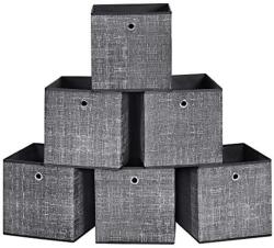 SONGMICS Tárolódobozok, 6 db-os szett, összecsukható doboz, foltos fekete (RFB006B01)