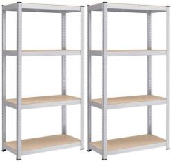 SONGMICS 2 db nagy teherbírású tárolóállvány, 4 állítható polccal, 80 x 40 x 160 cm, 520 kg/állvány, ezüst (GLR048E01)