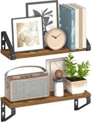 VASAGLE Fali polcok 2 darabos szett, rusztikus barna és matt fekete (LWS042K01)