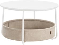 VASAGLE kerek dohányzóasztal tárolóval, matt fehér és kamelbarna színben (LCT244W10)