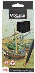 Optima Színes ceruza OPTIMA háromszögletű vastag 12 darabos