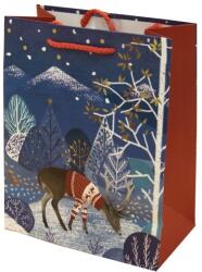 Creative Dísztasak CREATIVE Luxury XL 31x42x12 cm karácsonyi havas mintás matt zsinórfüles