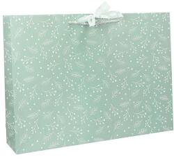 Creative Dísztasak CREATIVE Deluxe Plus M 23x18x10 cm fekvő fagyöngy matt világoszöld sodort füles masnival