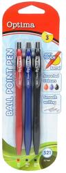 Optima Golyóstoll készlet OPTIMA nyomógombos 521 irodai színek - rovidaruhaz