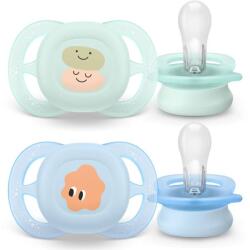 Philips Set 2 Suzete Philips-Avent Ultra Start SCF075/14 Ortodontice fara BPA 0-2luni Verde/Albastru (SCF075/14)